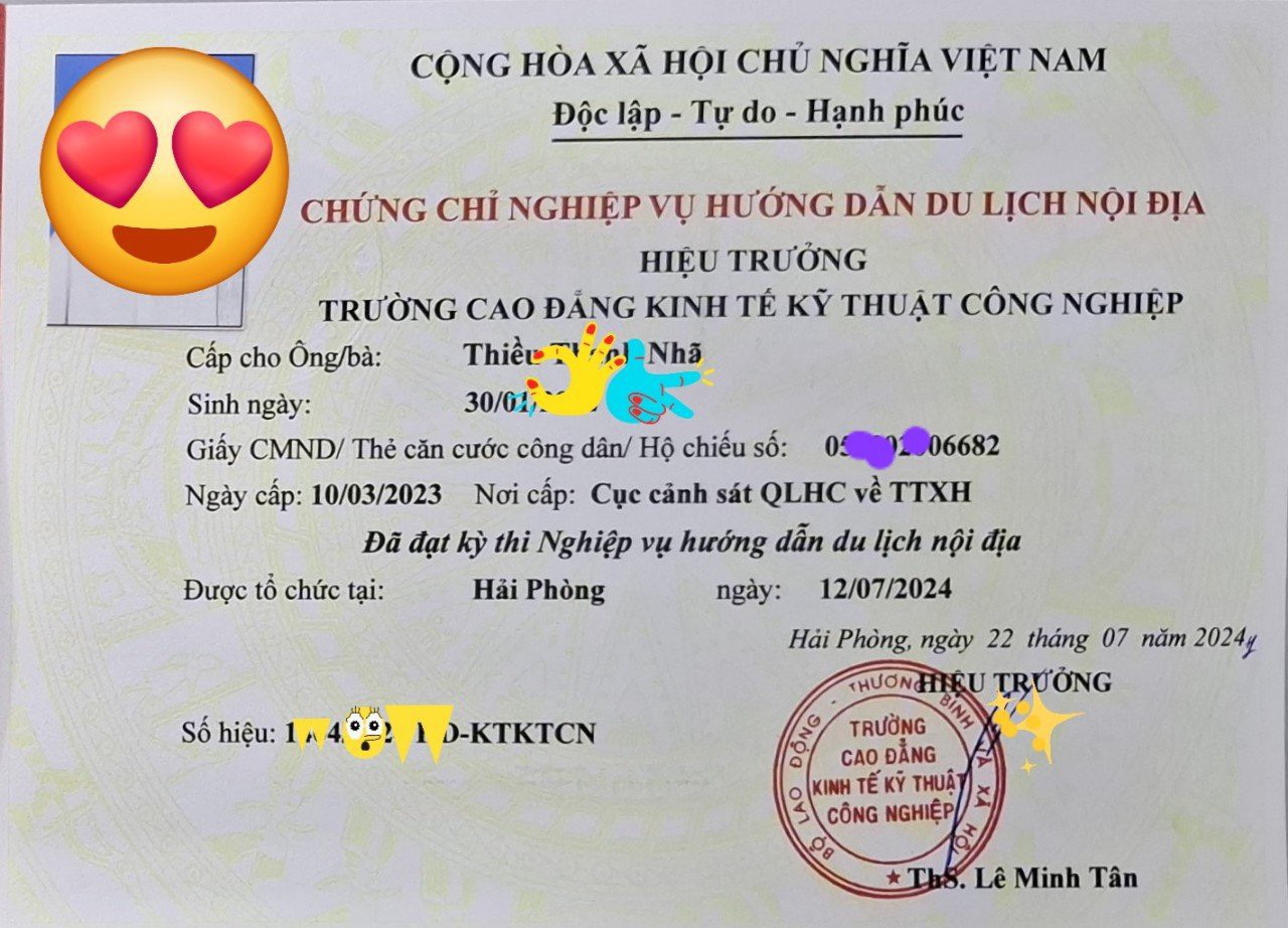 chứng chỉ hướng dẫn viên nội địa